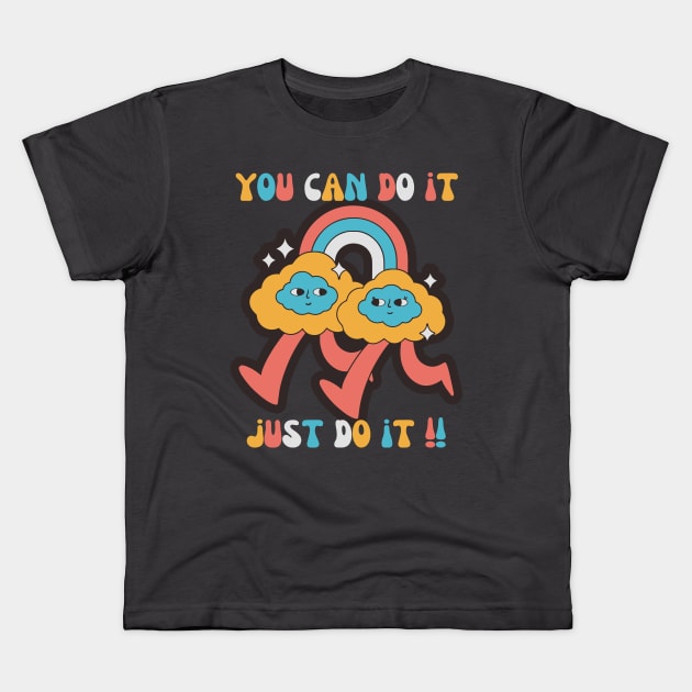 You Can Do It! Kids T-Shirt by pokymike